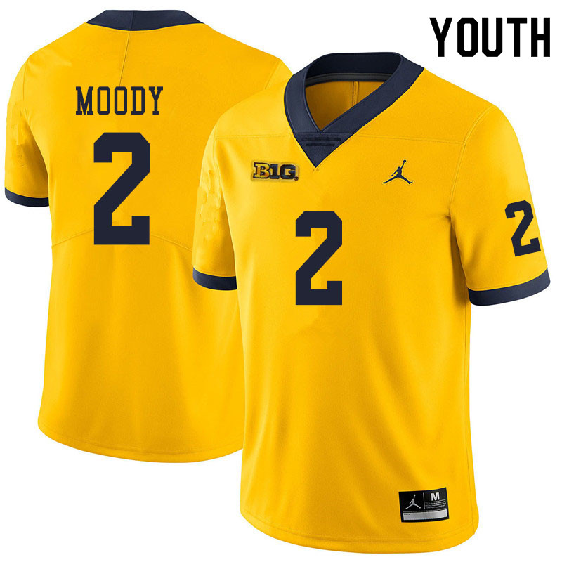 Youth #2 Jake Moody Michigan Wolverines College Football Jerseys Sale-Yellow